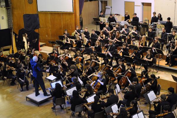 Orchestra rehearsing